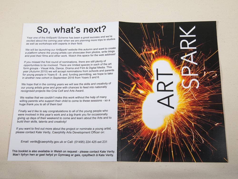 Page 12 & 1: Artspark Booklet - Year 1 in review. 