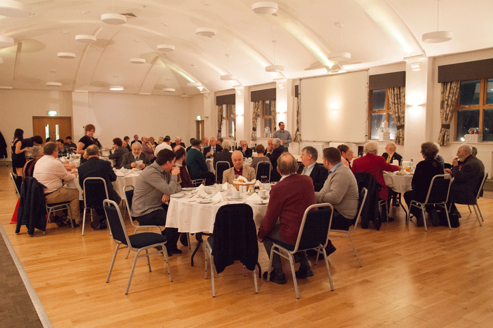 GB. WALES, Newport. Liberal Democrats meeting at the Lysaght Institute in Newport, as part of their #LibDemFightback campaign. Guests begin to arrive at the venue and take thier places for the evening meal. 2016.